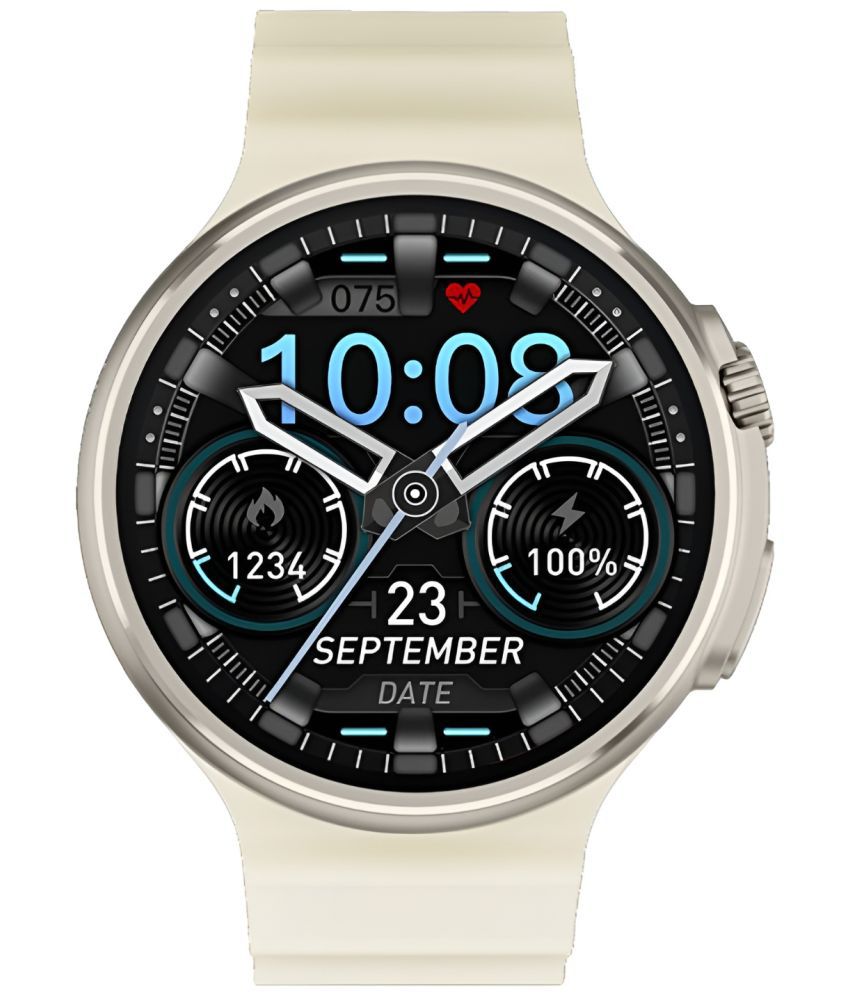     			VEhop Circle Ultra with BT Calling, HD Display Off White Smart Watch