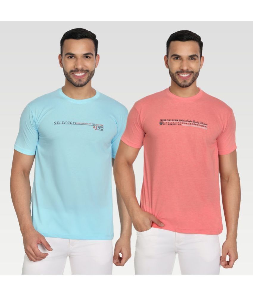     			Zeffit Cotton Blend Regular Fit Printed Half Sleeves Men's T-Shirt - Multicolor ( Pack of 2 )