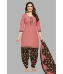 shree jeenmata collection Cotton Printed Kurti With Patiala Women's Stitched Salwar Suit - Peach ( Pack of 1 )