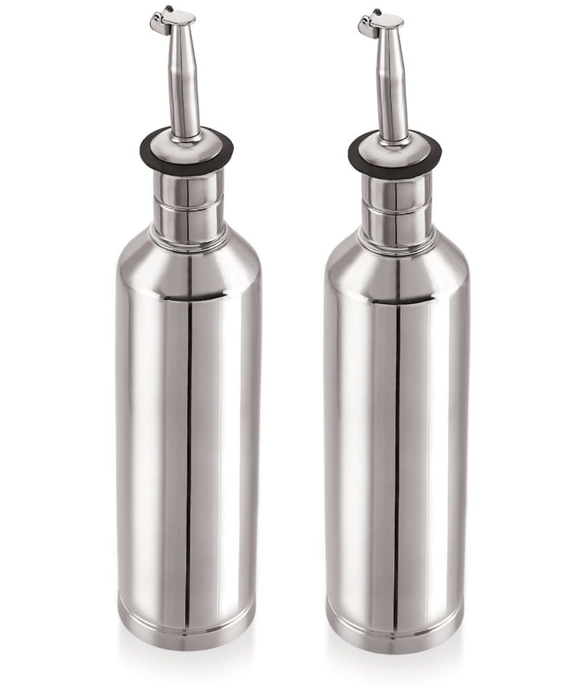     			Dynore 2 OIl Dispenser Steel Silver Oil Container ( Set of 2 )