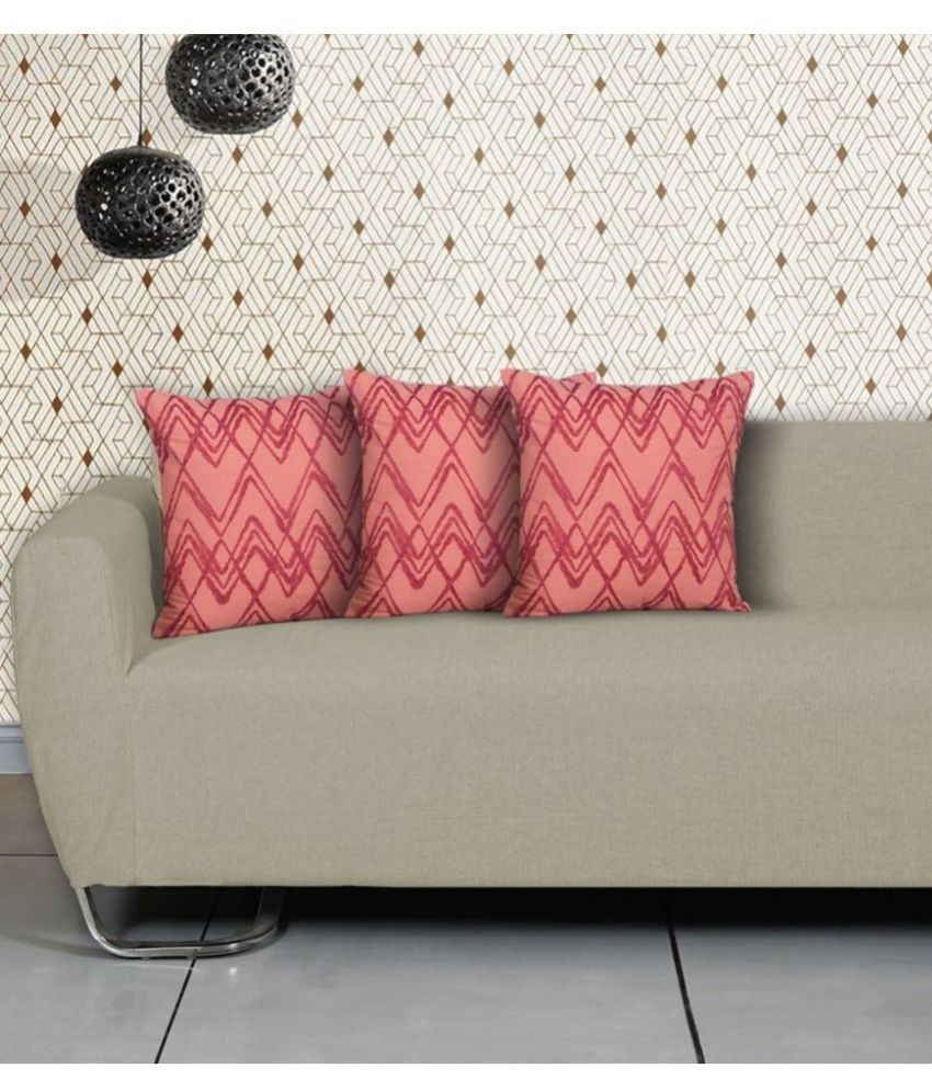     			ODE & CLEO Set of 3 Cotton Abstract Square Cushion Cover (45X45)cm - Peach