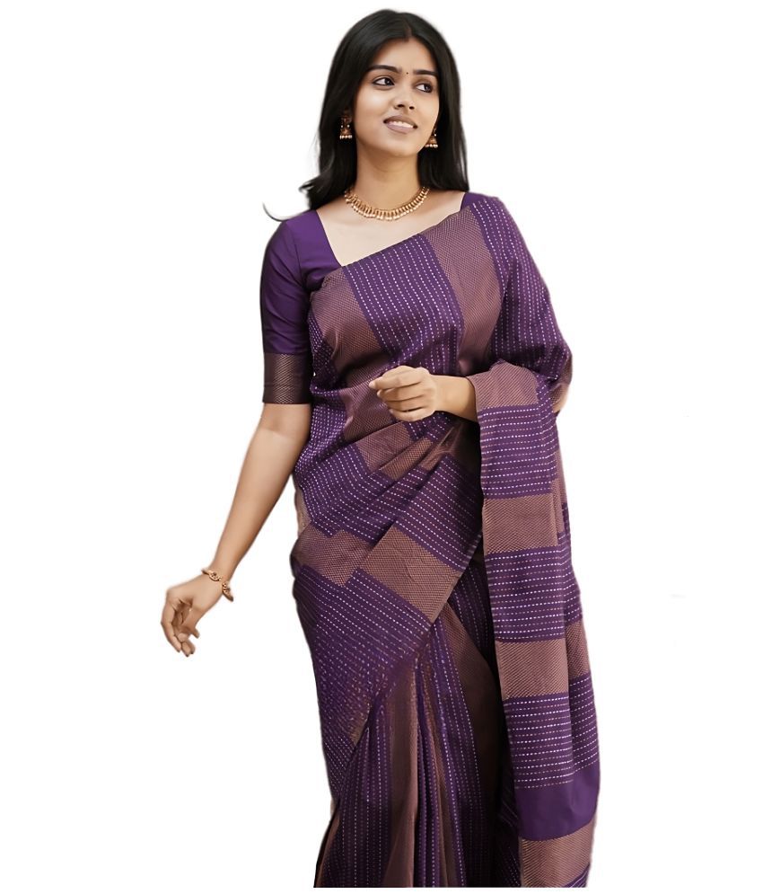     			Sidhidata Banarasi Silk Self Design Saree With Blouse Piece - Magenta ( Pack of 1 )