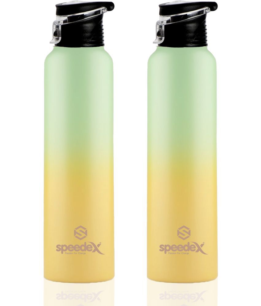     			Speedex  Water for fridge School Gym Home office Bottle  Lime Green Stainless Steel Fridge Water Bottle 1000 mL ( Set of 2 )