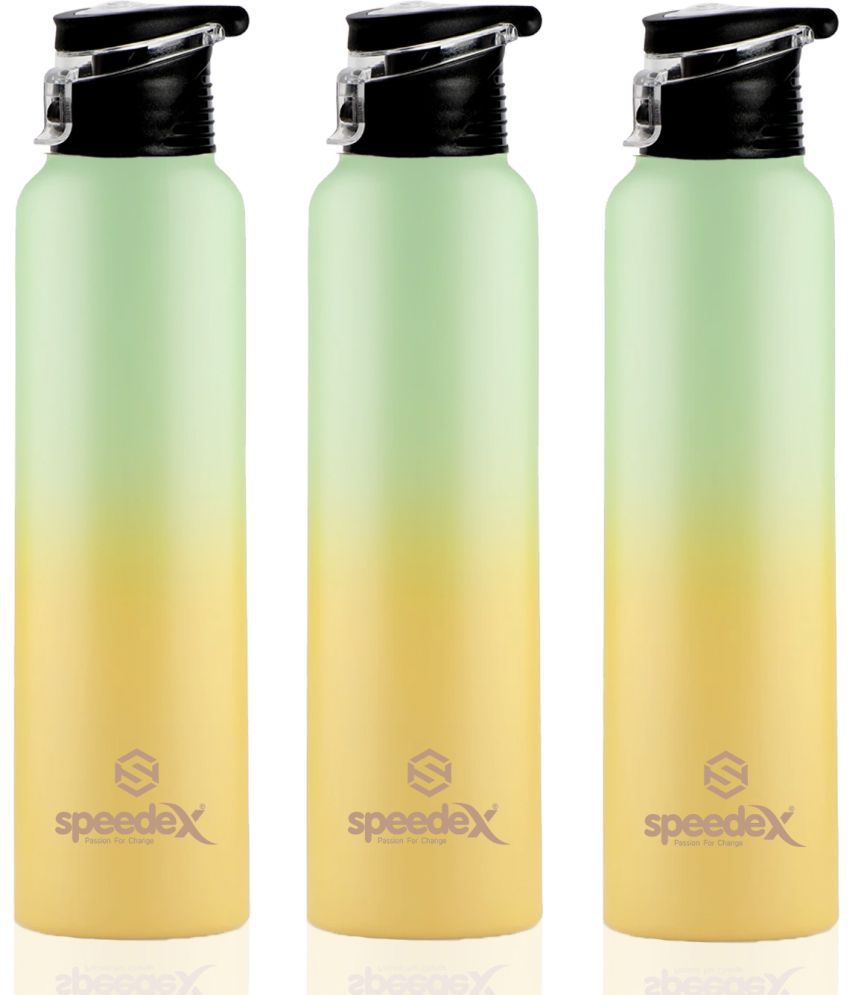     			Speedex  Water for fridge School Gym Home office Bottle  Lime Green Stainless Steel Fridge Water Bottle 1000 mL ( Set of 3 )