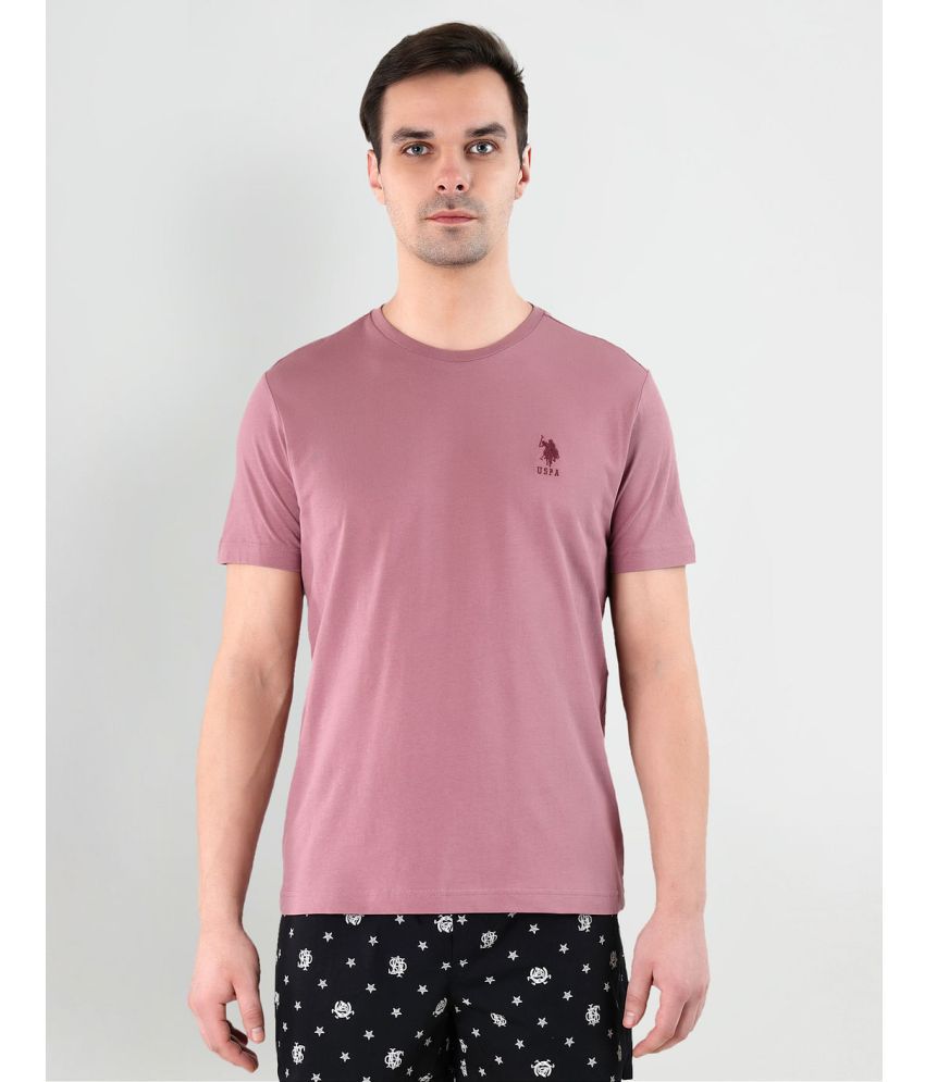     			U.S. Polo Assn. Cotton Regular Fit Solid Half Sleeves Men's T-Shirt - Dark Pink ( Pack of 1 )