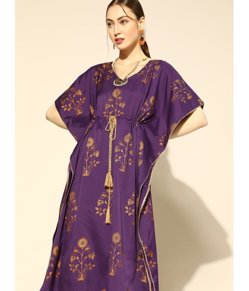     			Vaamsi Polyester Printed Kurti With Pants Women's Stitched Salwar Suit - Purple ( Pack of 1 )