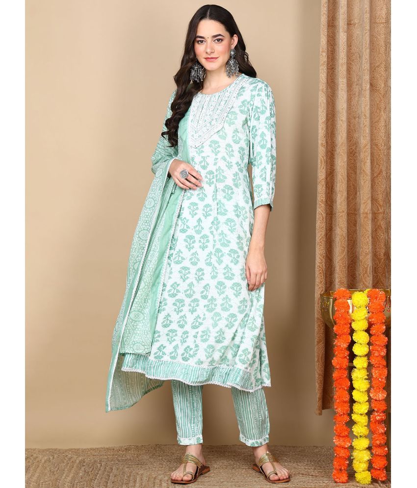     			Vaamsi Viscose Embroidered Kurti With Pants Women's Stitched Salwar Suit - White ( Pack of 1 )