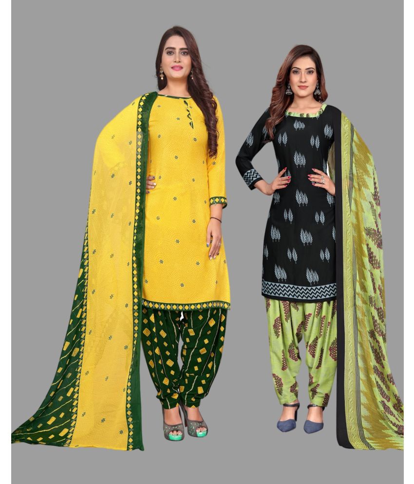     			WOW ETHNIC Unstitched Crepe Printed Dress Material - Multicolor ( Pack of 2 )