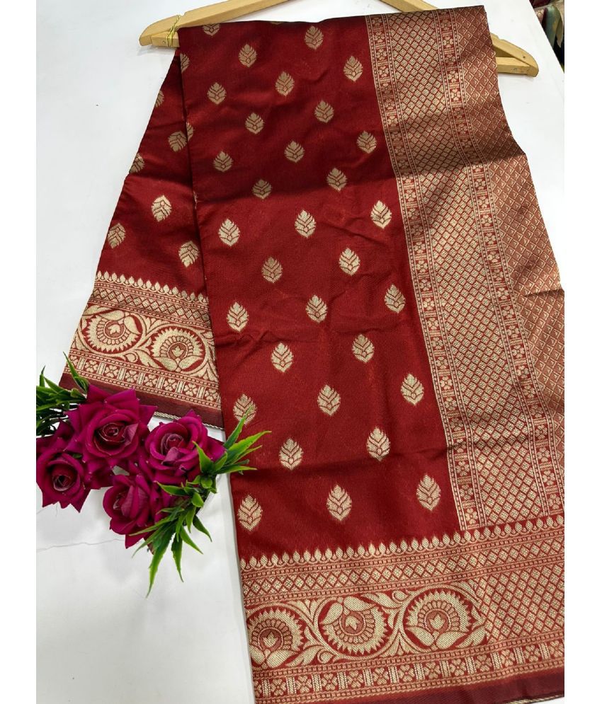     			A TO Z CART Banarasi Silk Embellished Saree With Blouse Piece - Red ( Pack of 1 )