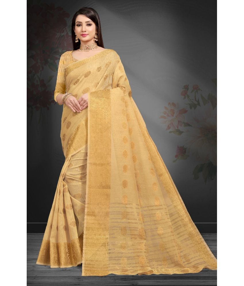     			A TO Z CART Banarasi Silk Embellished Saree With Blouse Piece - Beige ( Pack of 1 )