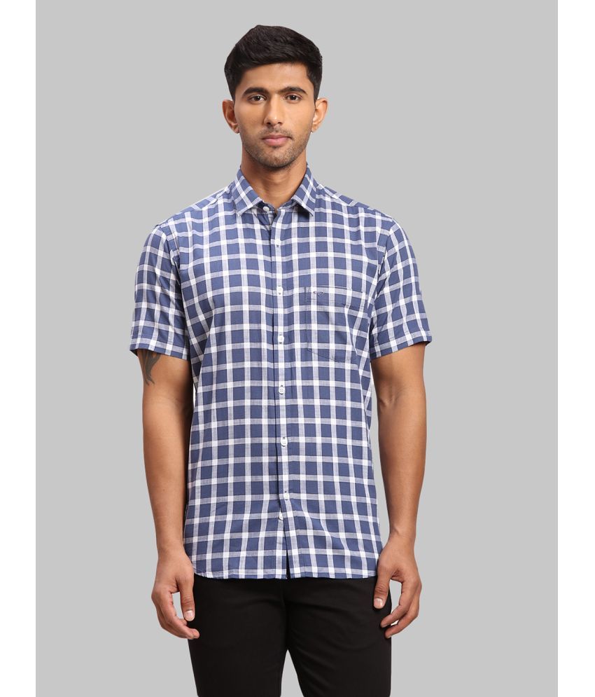     			Colorplus 100% Cotton Regular Fit Checks Half Sleeves Men's Casual Shirt - Blue ( Pack of 1 )