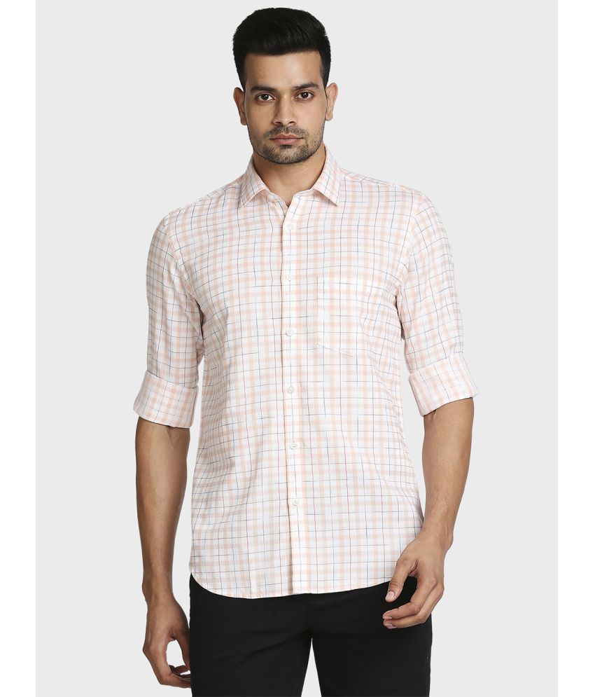     			Colorplus 100% Cotton Regular Fit Checks Full Sleeves Men's Casual Shirt - Orange ( Pack of 1 )