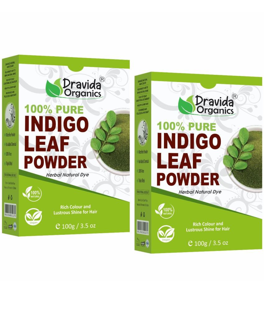    			Dravida Organics Indigo Powder for black hair | Pure and Natural Henna 200 g Pack of 2