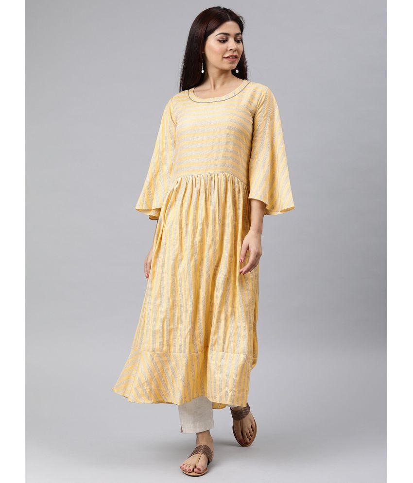     			Vaamsi Cotton Printed A-line Women's Kurti - Yellow ( Pack of 1 )