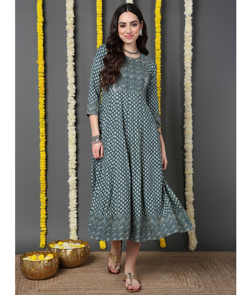     			Vaamsi Cotton Printed Anarkali Women's Kurti - Green ( Pack of 1 )