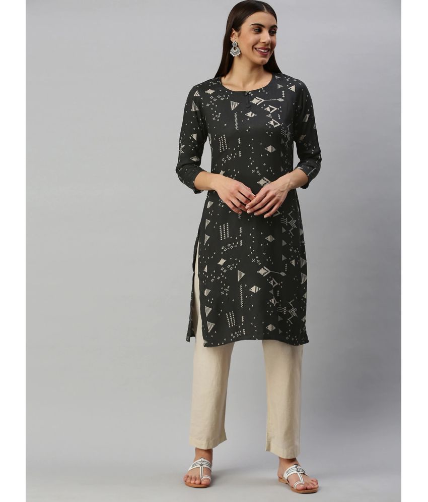     			Vaamsi Cotton Printed Straight Women's Kurti - Black ( Pack of 1 )