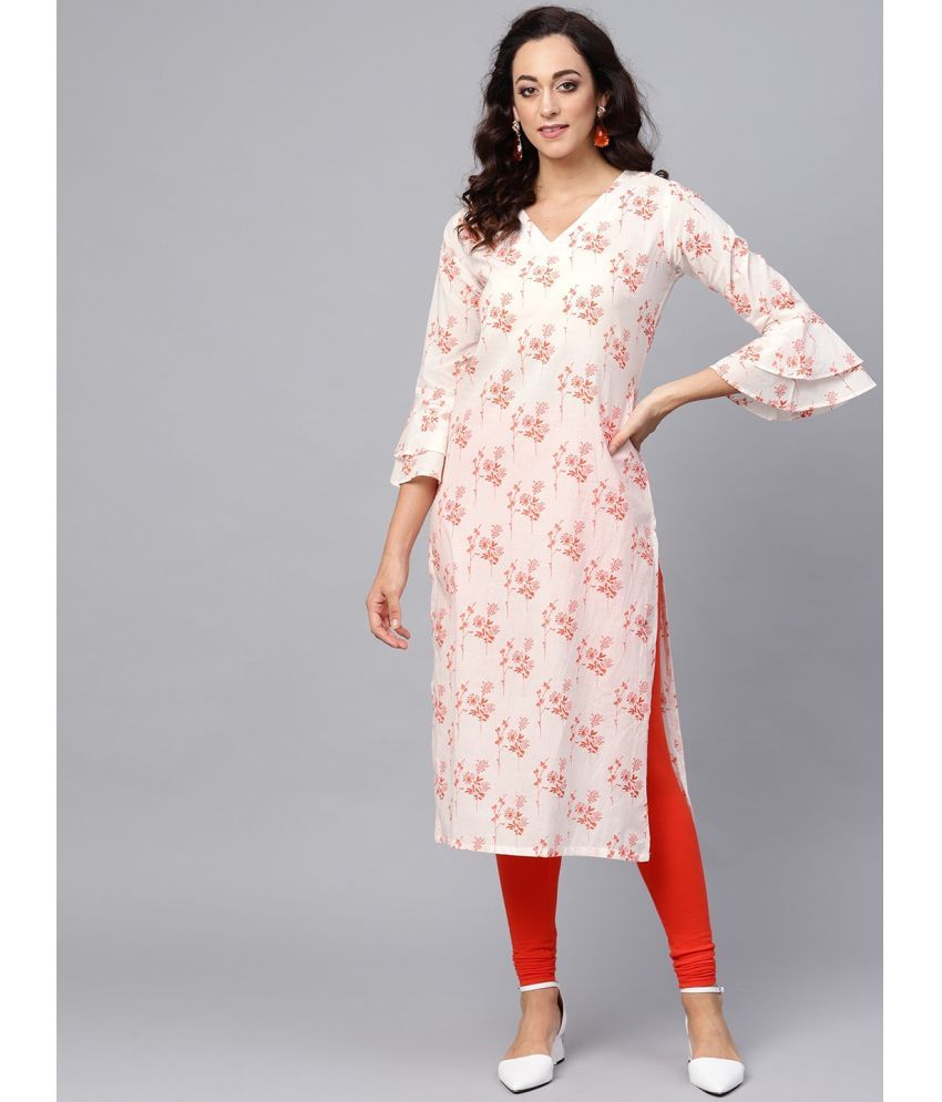     			Vaamsi Cotton Printed Straight Women's Kurti - White ( Pack of 1 )