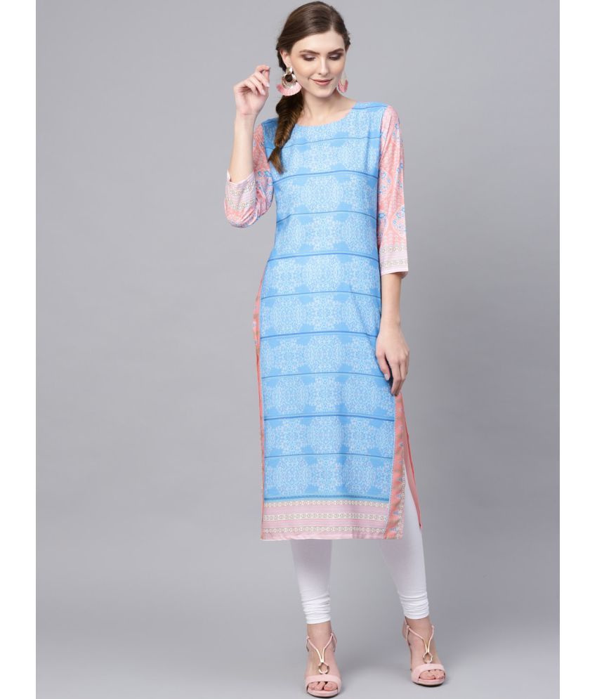     			Vaamsi Crepe Printed Straight Women's Kurti - Blue ( Pack of 1 )