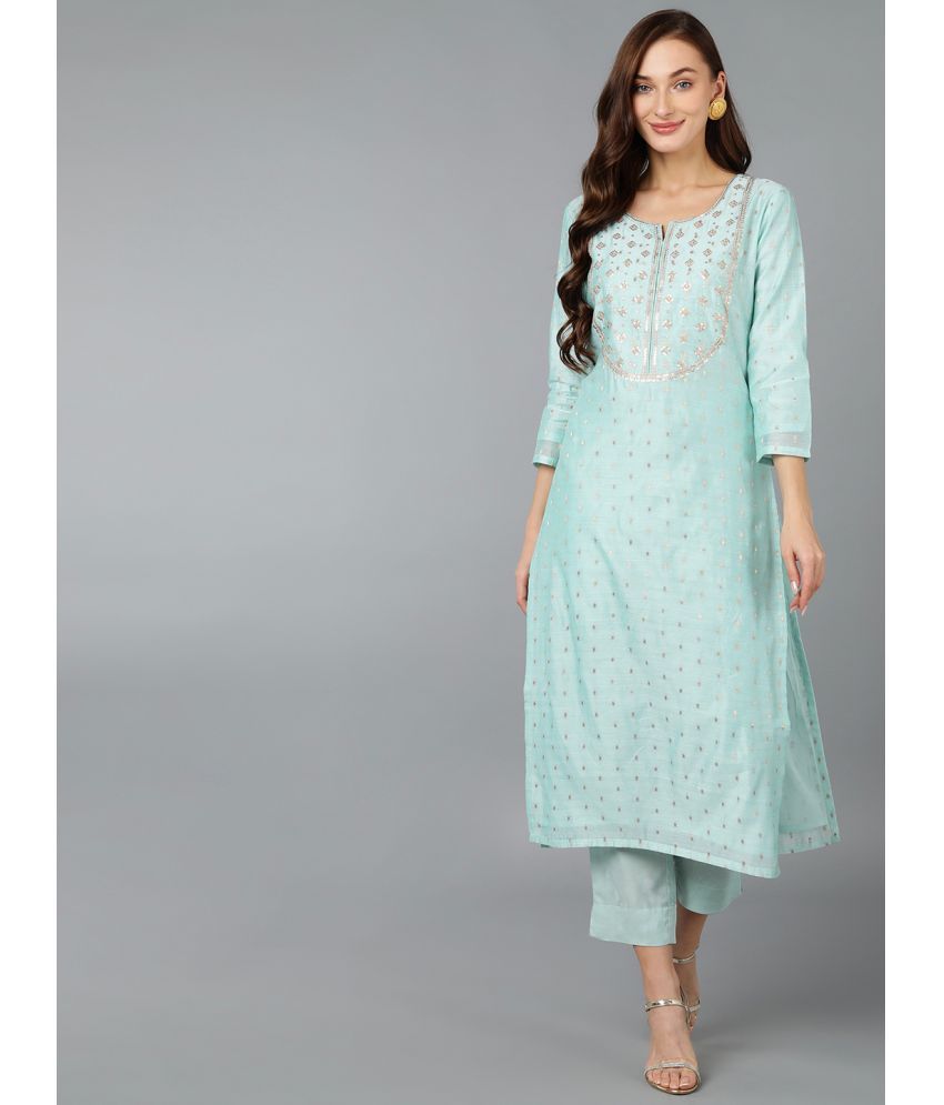     			Vaamsi Rayon Embroidered Straight Women's Kurti - Sea Green ( Pack of 1 )