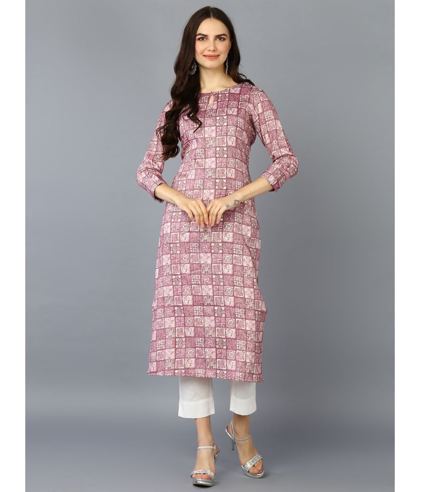     			Vaamsi Silk Blend Printed Straight Women's Kurti - Pink ( Pack of 1 )