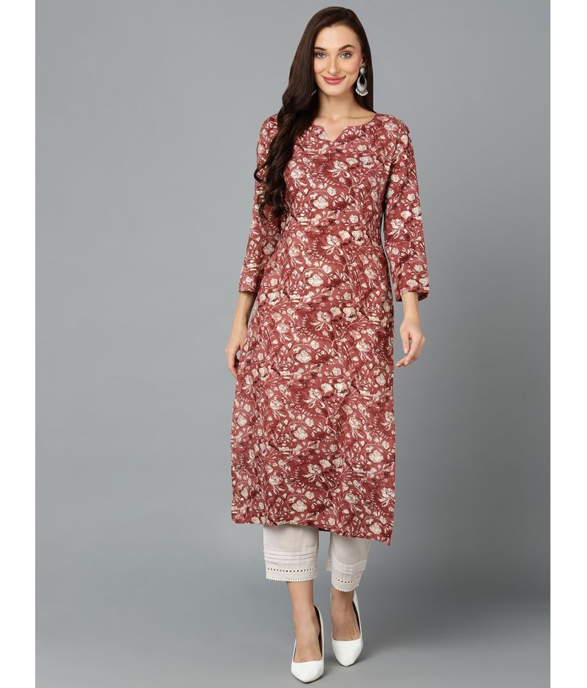     			Vaamsi Viscose Printed Straight Women's Kurti - Mauve ( Pack of 1 )