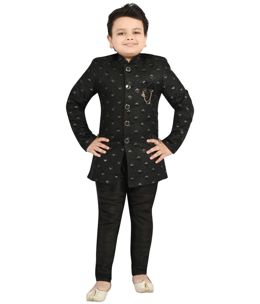     			Arshia Fashions Black Silk Blend Boys Indo Western Blazer & Pant Set ( Pack of 1 )