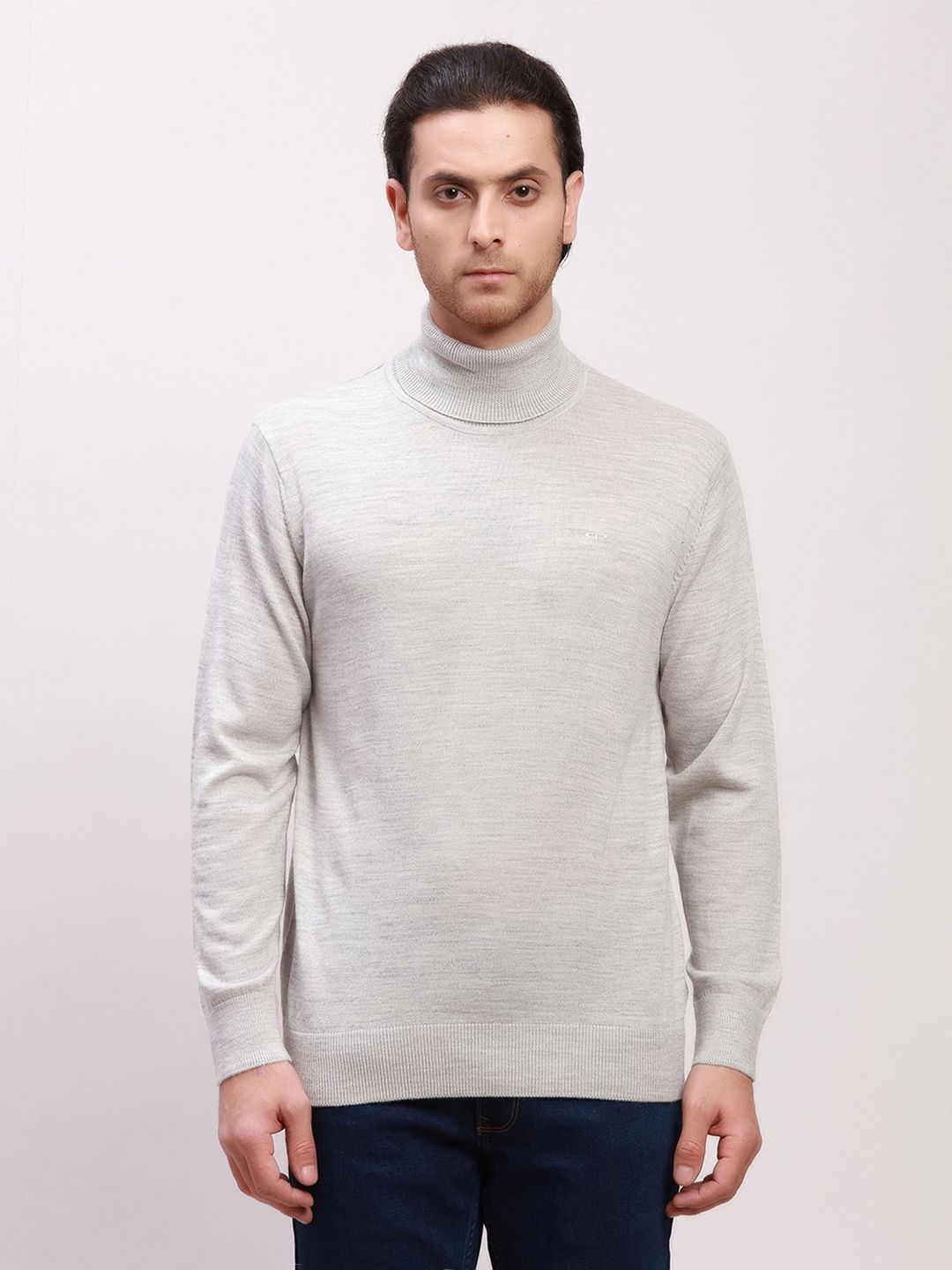     			Colorplus Acrylic High Neck Men's Full Sleeves Pullover Sweater - Grey ( Pack of 1 )