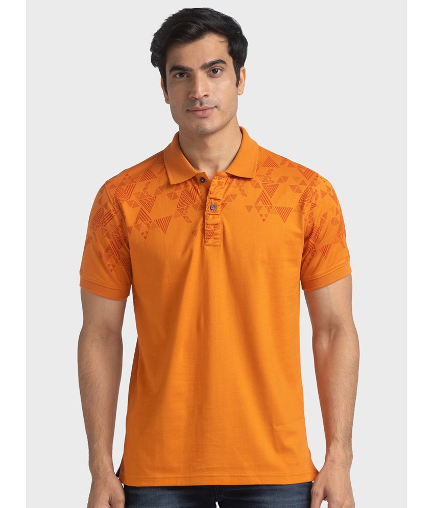     			Colorplus Cotton Regular Fit Printed Half Sleeves Men's Polo T Shirt - Orange ( Pack of 1 )