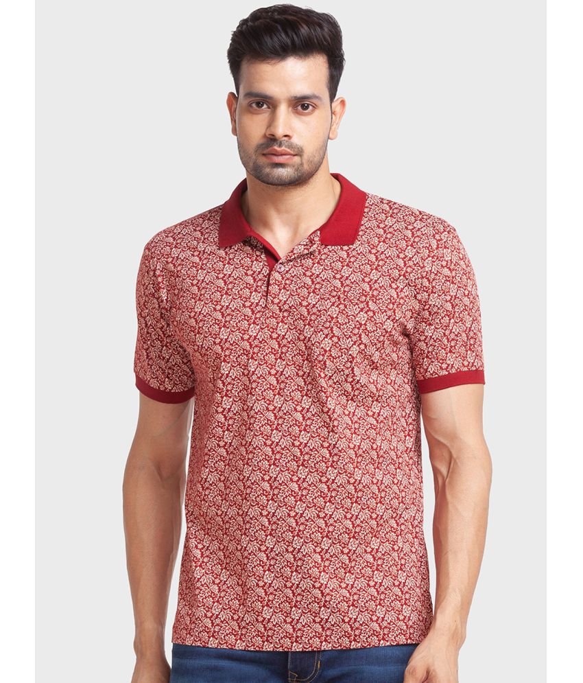     			Colorplus Cotton Regular Fit Printed Half Sleeves Men's Polo T Shirt - Maroon ( Pack of 1 )