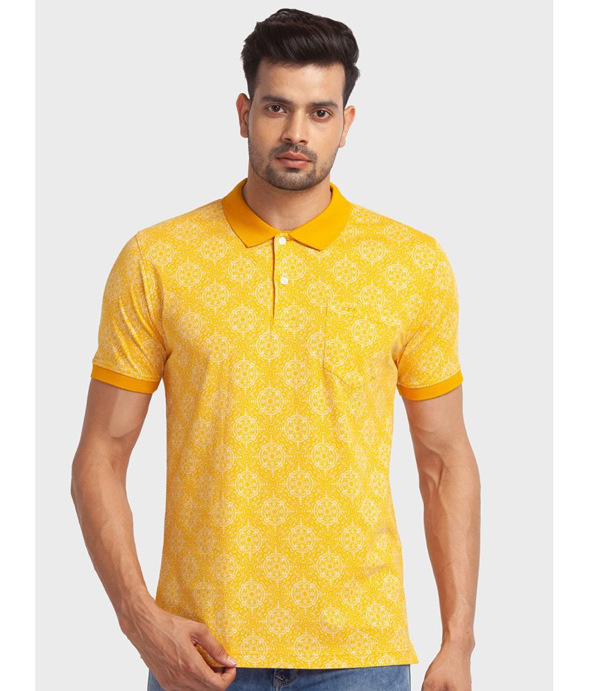     			Colorplus Cotton Regular Fit Printed Half Sleeves Men's Polo T Shirt - Yellow ( Pack of 1 )