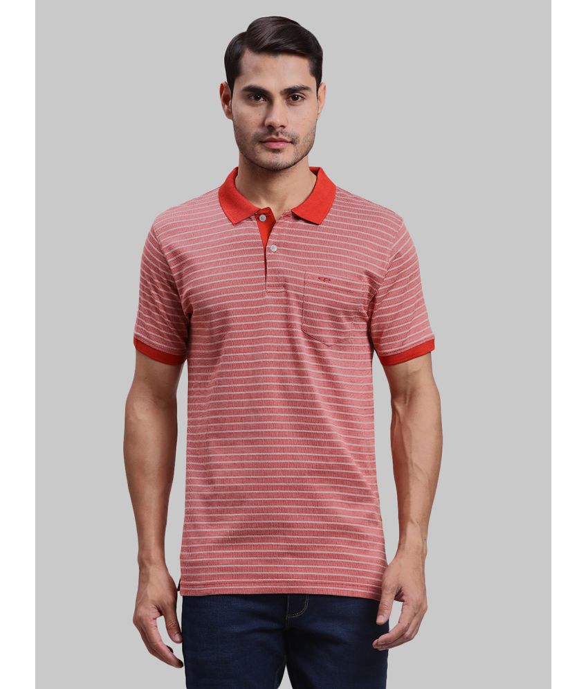     			Colorplus Cotton Regular Fit Self Design Half Sleeves Men's Polo T Shirt - Orange ( Pack of 1 )