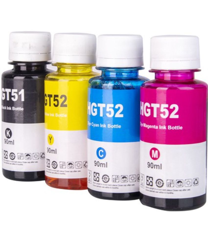     			INK POINT Assorted Pack of 4 Toner for Refill Ink Compatible for HP GT51/52 Used with DeskJet GT 5810/GT 5811/GT 5820, GT 5821 Printer