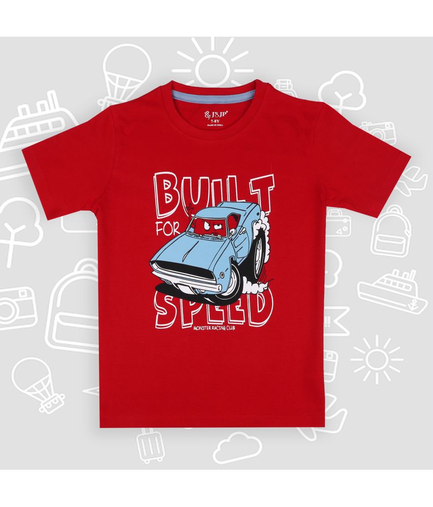     			J&JP Red Cotton Blend Boy's T-Shirt ( Pack of 1 )