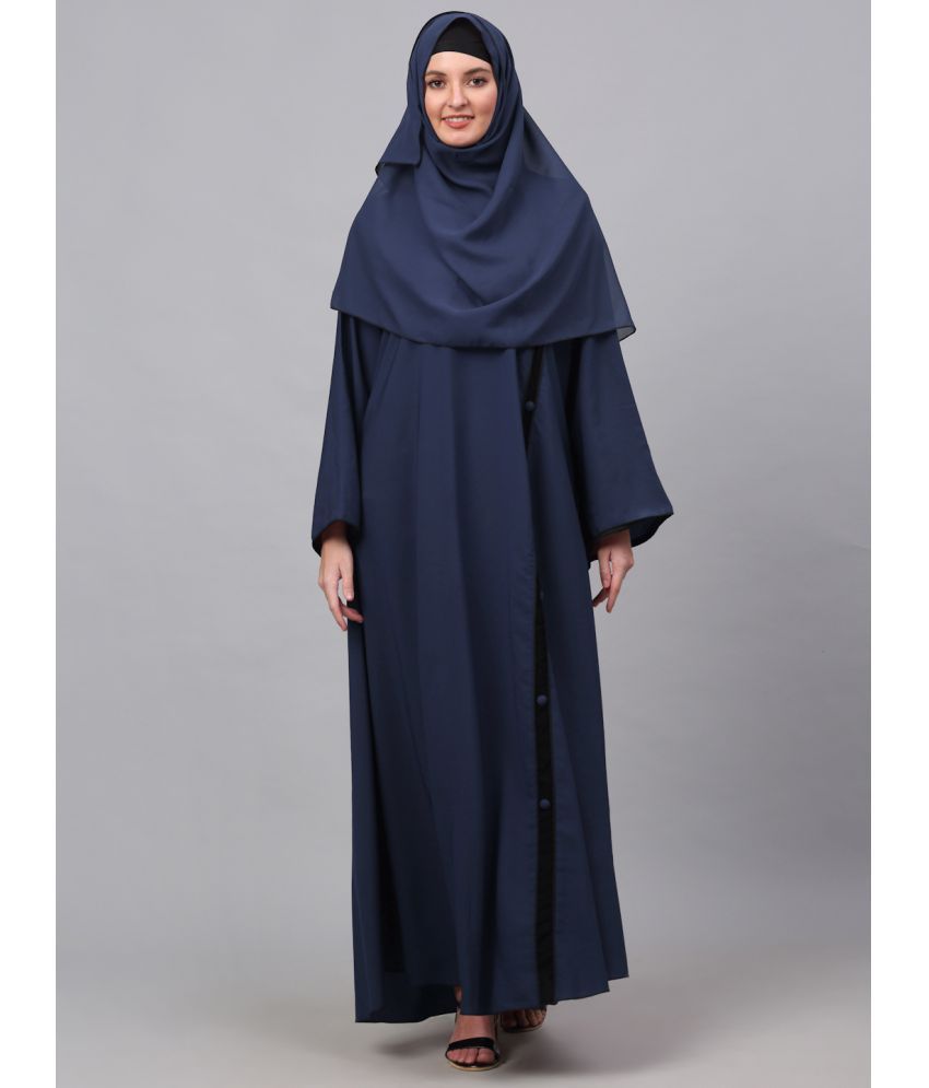     			Klotthe Blue Polyester Unstitched Burqas without Hijab - Single