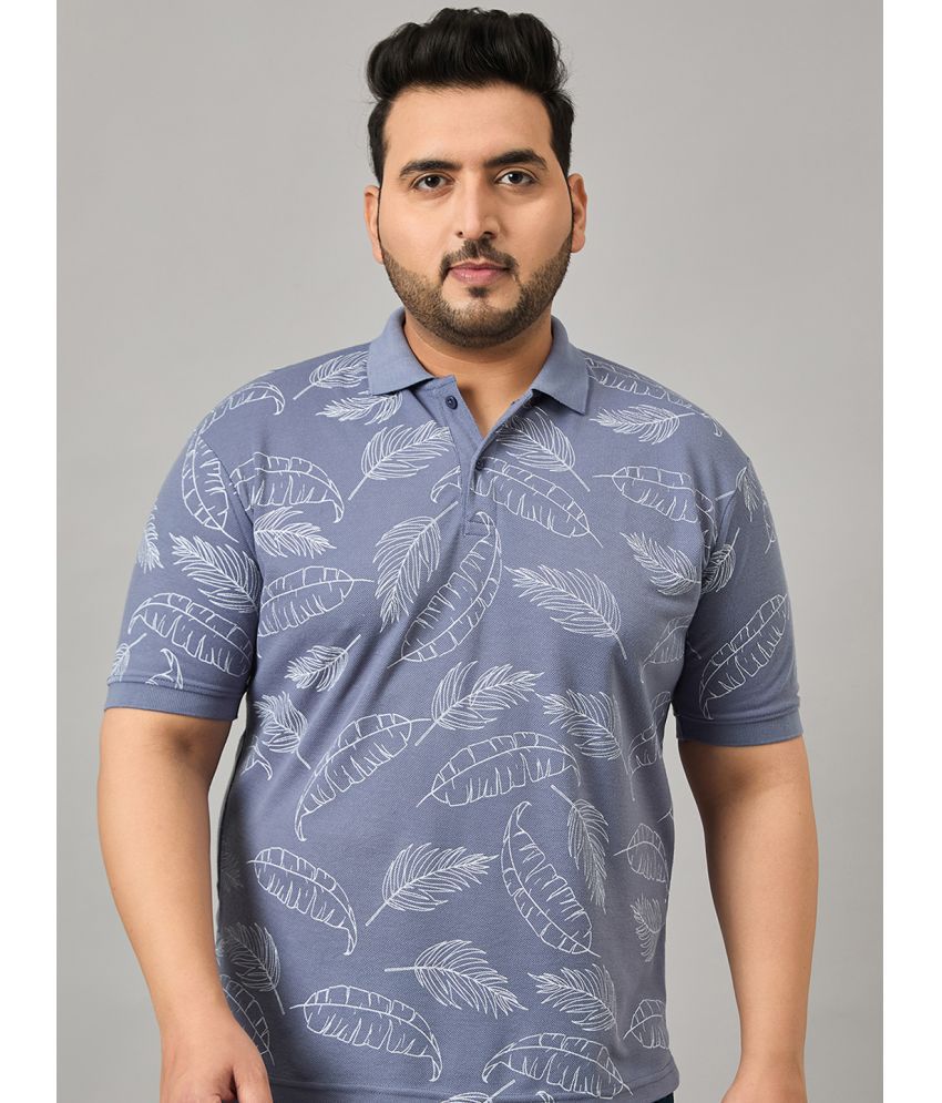     			MXN Cotton Blend Regular Fit Printed Half Sleeves Men's Polo T Shirt - Blue ( Pack of 1 )