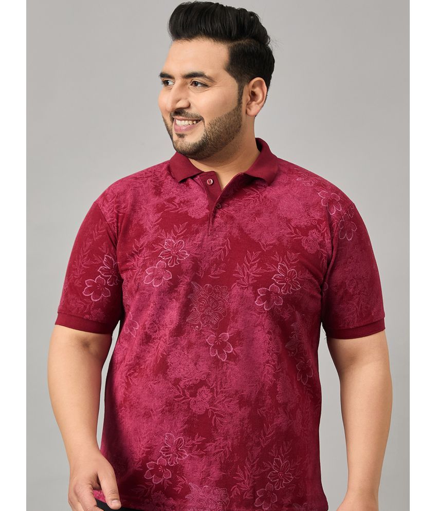     			MXN Cotton Blend Regular Fit Printed Half Sleeves Men's Polo T Shirt - Wine ( Pack of 1 )