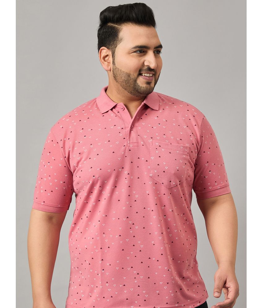     			Nyker Cotton Blend Regular Fit Printed Half Sleeves Men's Polo T Shirt - Peach ( Pack of 1 )
