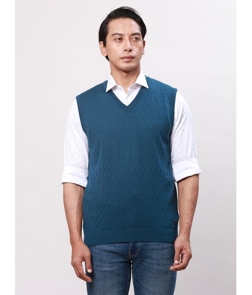     			Park Avenue Acrylic V-Neck Men's Sleeveless Pullover Sweater - Green ( Pack of 1 )