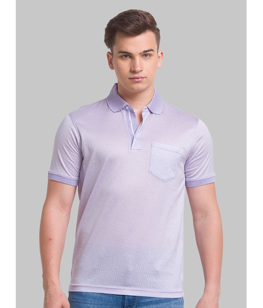     			Park Avenue Cotton Slim Fit Printed Half Sleeves Men's Polo T Shirt - Purple ( Pack of 1 )