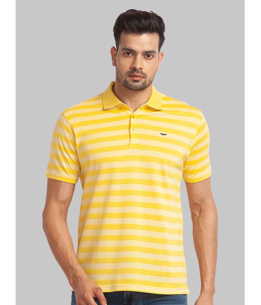     			Park Avenue Cotton Slim Fit Striped Half Sleeves Men's Polo T Shirt - Yellow ( Pack of 1 )