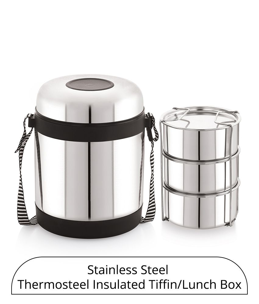     			HOMETALES Thermosteel Lunch Tiffin Box Container Set(3 Containers)
