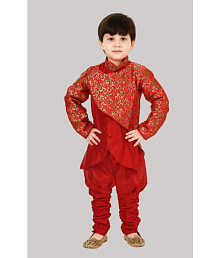 Coxxup Red Silk Blend Boys Sherwani ( Pack of 1 )