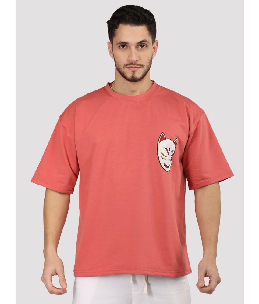     			Chkokko Cotton Blend Regular Fit Printed Half Sleeves Men's T-Shirt - Coral ( Pack of 1 )