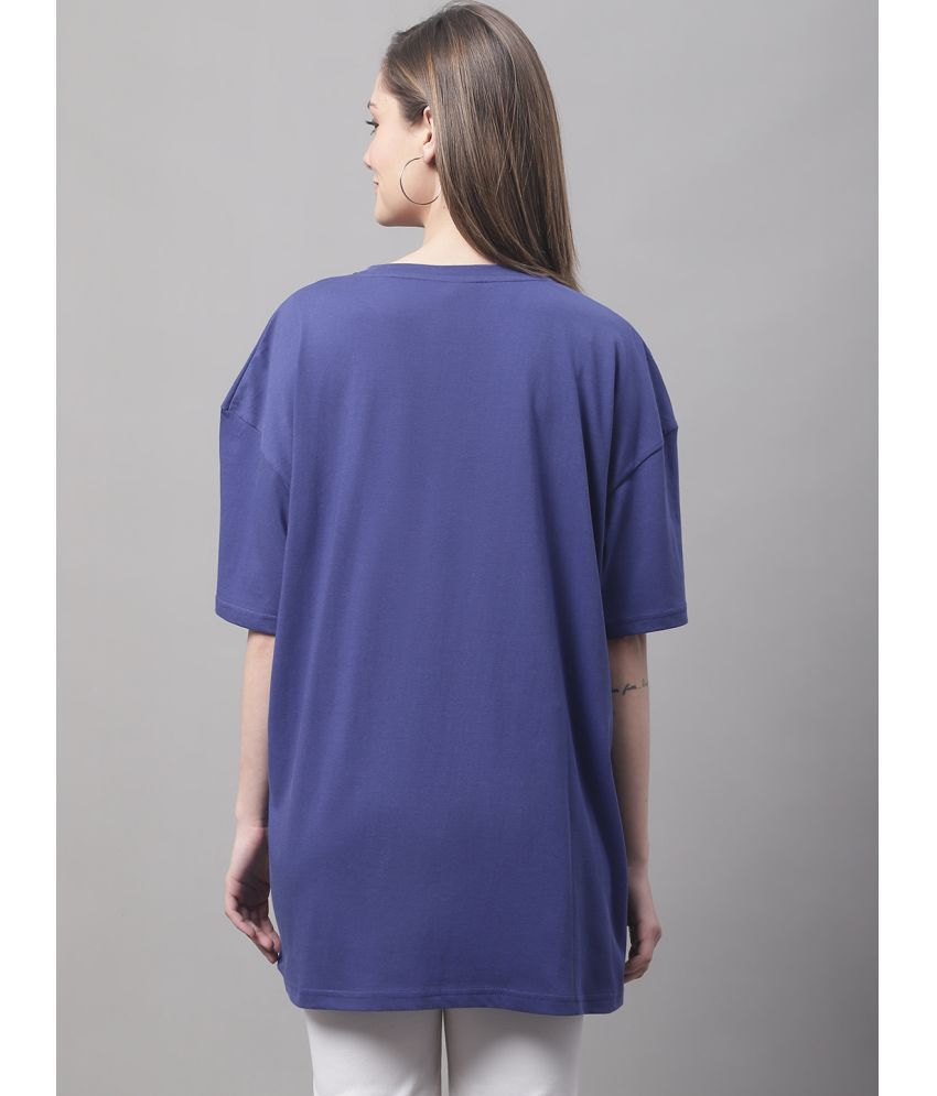     			DOOR74 Navy Blue Cotton Loose Fit Women's T-Shirt ( Pack of 1 )