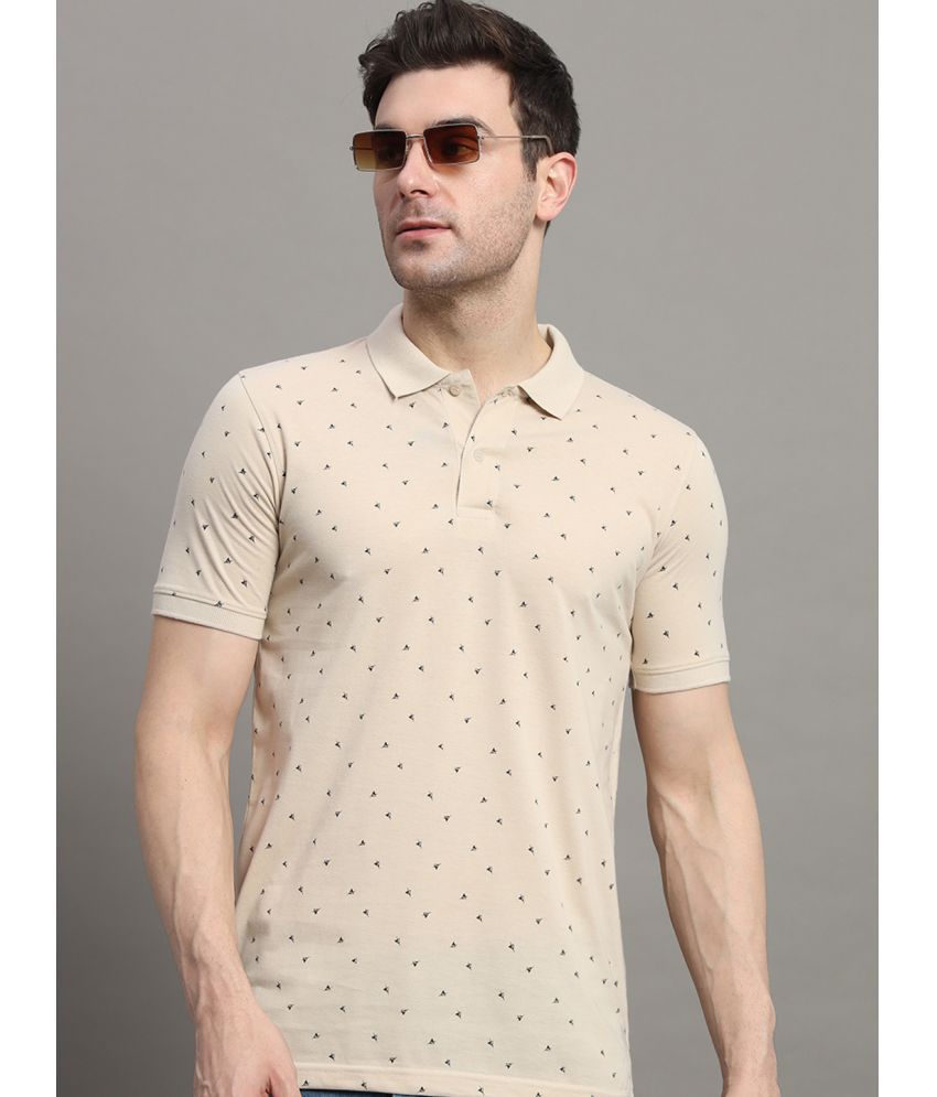     			Merriment Cotton Regular Fit Printed Half Sleeves Men's Polo T Shirt - Beige ( Pack of 1 )