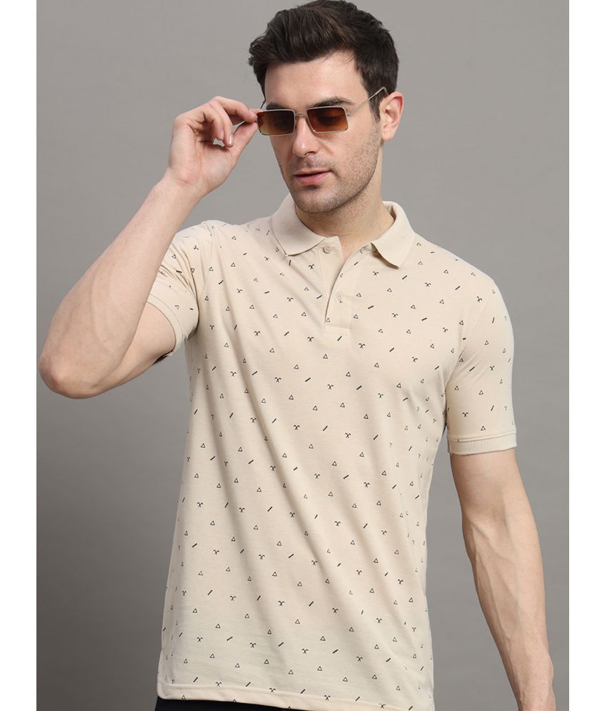     			Merriment Cotton Regular Fit Printed Half Sleeves Men's Polo T Shirt - Beige ( Pack of 1 )