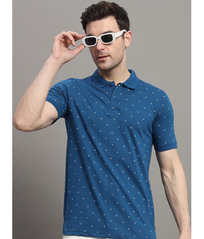     			Merriment Cotton Regular Fit Printed Half Sleeves Men's Polo T Shirt - Navy ( Pack of 1 )