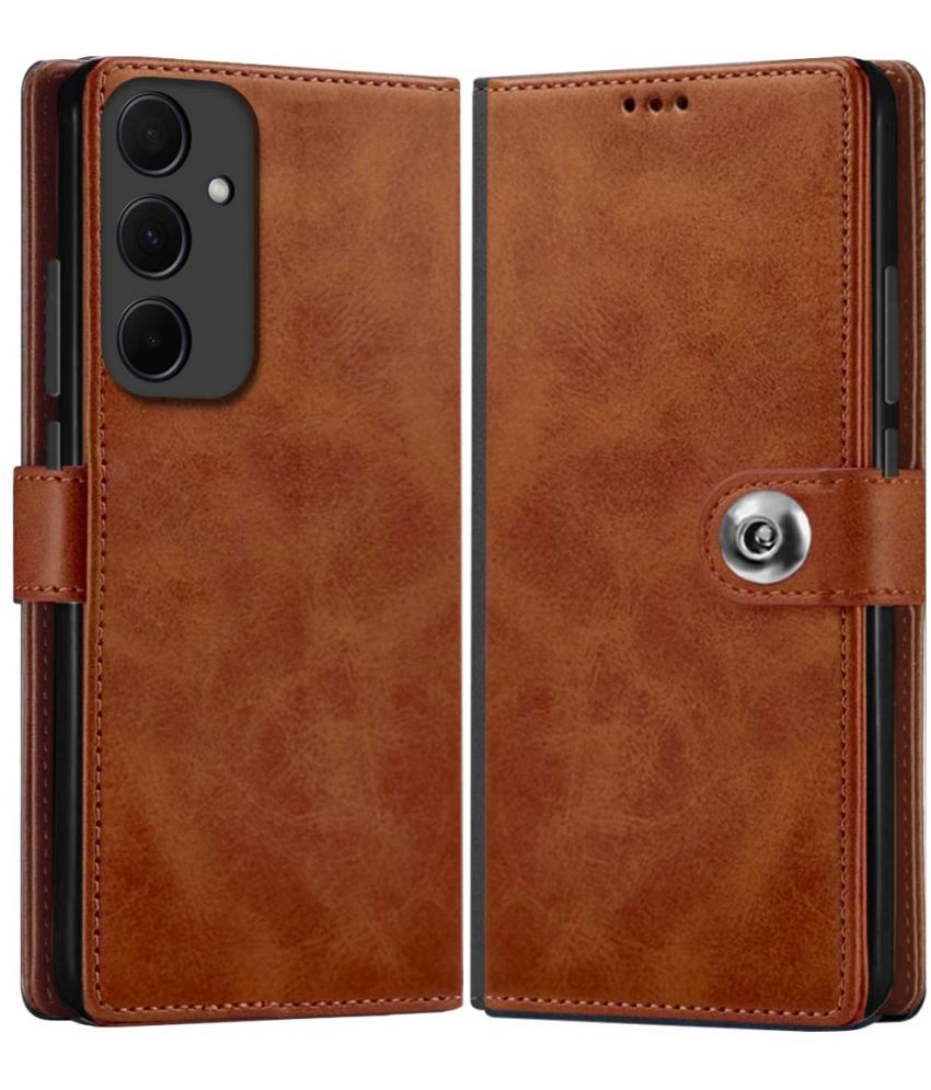     			NBOX Brown Flip Cover Artificial Leather Compatible For Samsung Galaxy A35 5G ( Pack of 1 )