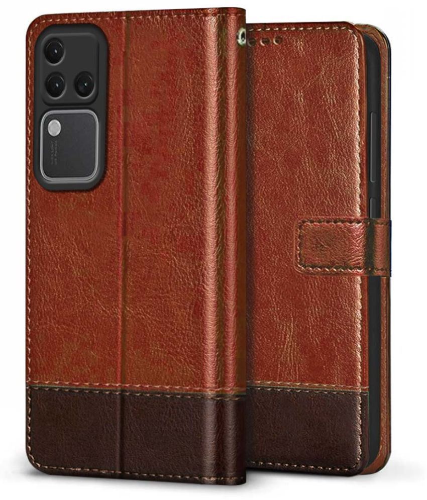     			NBOX Brown Flip Cover Artificial Leather Compatible For Vivo V30 Pro 5G ( Pack of 1 )