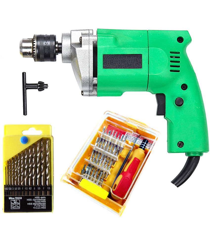     			Shopper52 - DRL13PCTLSQ 350W 10mm Corded Drill Machine with Bits